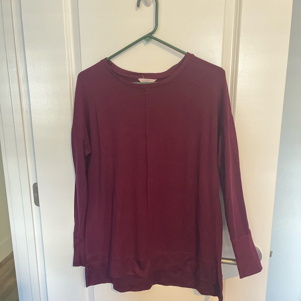 Time and Tru Deep Red Long Sleeve Top